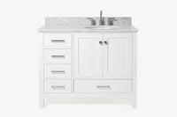 Ariel cambridge(42"&43") in. right offset oval single sink vanity with  marble (0.75",1.5"& 2") in countertop