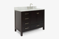 Ariel cambridge (43 inch, 42 inch) right offset single rectangular sink bathroom vanity with marble countertop (0.75 inch, 1.5 inch, 2 inch).