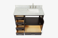 Ariel cambridge (43 inch, 42 inch) right offset single rectangular sink bathroom vanity with marble countertop (0.75 inch, 1.5 inch, 2 inch).