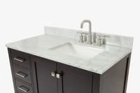 Ariel cambridge (43 inch, 42 inch) right offset single rectangular sink bathroom vanity with marble countertop (0.75 inch, 1.5 inch, 2 inch).
