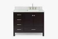 Ariel cambridge (43 inch, 42 inch) right offset single rectangular sink bathroom vanity with marble countertop (0.75 inch, 1.5 inch, 2 inch).