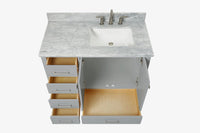 Ariel cambridge (43 inch, 42 inch) right offset single rectangular sink bathroom vanity with marble countertop (0.75 inch, 1.5 inch, 2 inch).