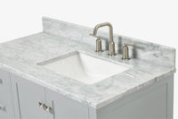 Ariel cambridge (43 inch, 42 inch) right offset single rectangular sink bathroom vanity with marble countertop (0.75 inch, 1.5 inch, 2 inch).