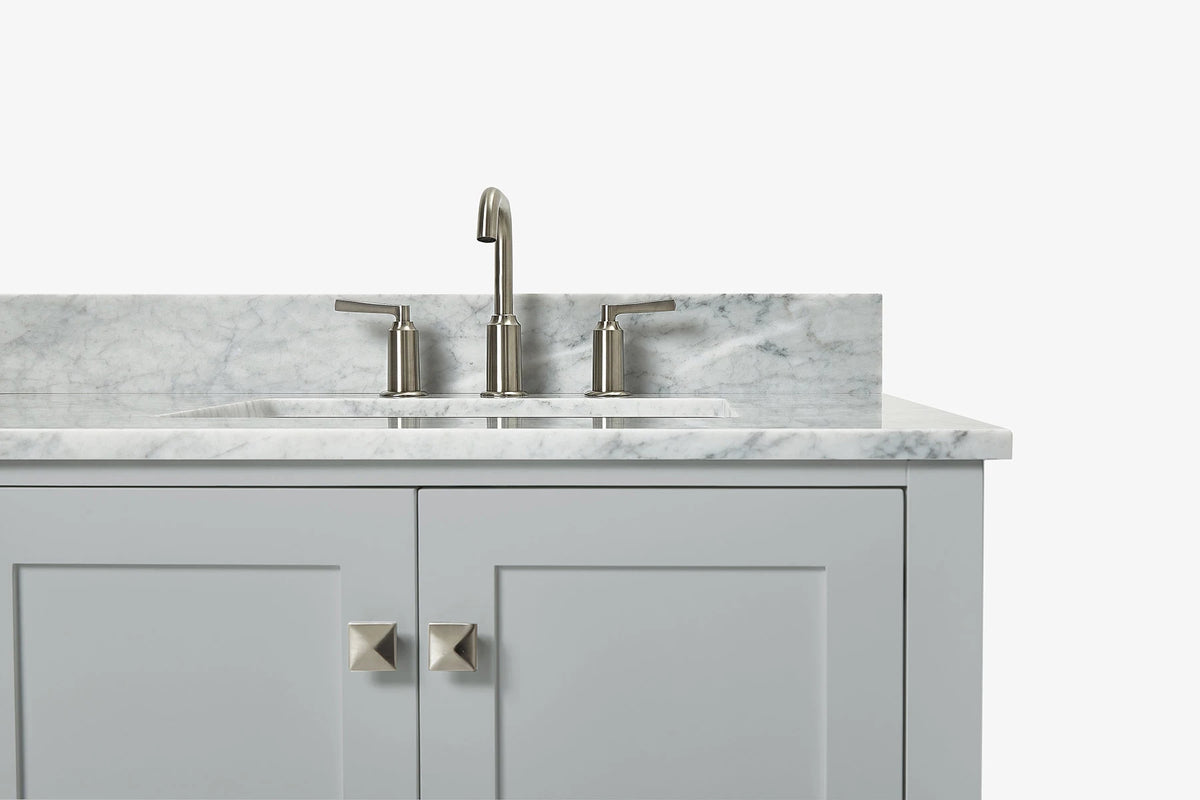 Ariel cambridge (43 inch, 42 inch) right offset single rectangular sink bathroom vanity with marble countertop (0.75 inch, 1.5 inch, 2 inch).