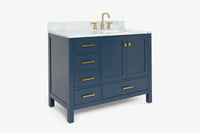 Ariel cambridge (43 inch, 42 inch) right offset single rectangular sink bathroom vanity with marble countertop (0.75 inch, 1.5 inch, 2 inch).