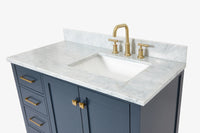 Ariel cambridge (43 inch, 42 inch) right offset single rectangular sink bathroom vanity with marble countertop (0.75 inch, 1.5 inch, 2 inch).