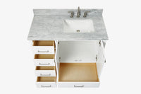Ariel cambridge (43 inch, 42 inch) right offset single rectangular sink bathroom vanity with marble countertop (0.75 inch, 1.5 inch, 2 inch).
