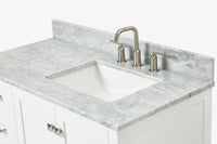 Ariel cambridge (43 inch, 42 inch) right offset single rectangular sink bathroom vanity with marble countertop (0.75 inch, 1.5 inch, 2 inch).