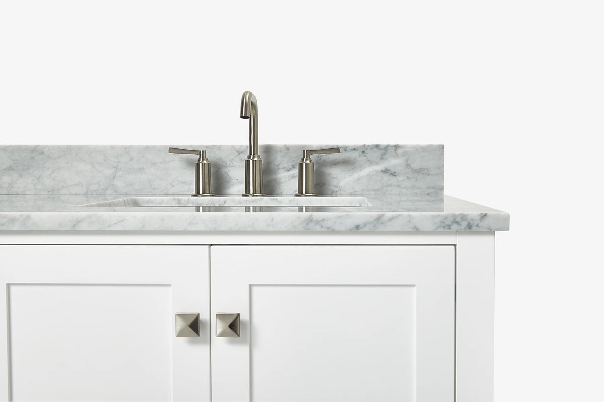 Ariel cambridge (43 inch, 42 inch) right offset single rectangular sink bathroom vanity with marble countertop (0.75 inch, 1.5 inch, 2 inch).