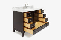 Ariel cambridge( 48"& 49") single rectangle sink  Bathroom vanity with carrara  marble (0.75 in, 1.5 in, 2 in) countertop