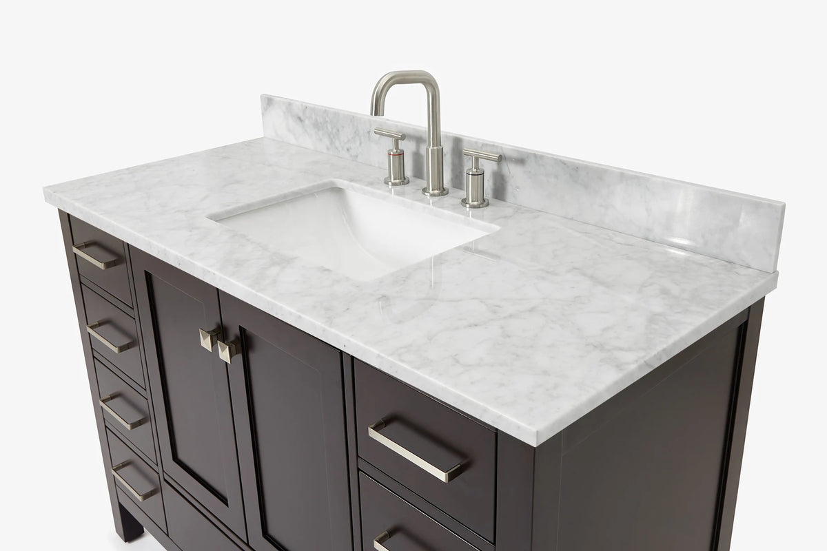 Ariel cambridge( 48"& 49") single rectangle sink  Bathroom vanity with carrara  marble (0.75 in, 1.5 in, 2 in) countertop