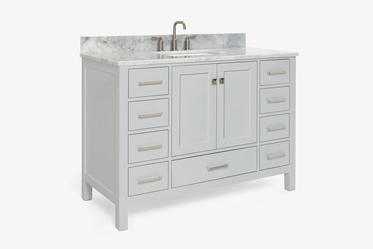 Ariel cambridge( 48"& 49") single rectangle sink  Bathroom vanity with carrara  marble (0.75 in, 1.5 in, 2 in) countertop