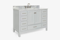 Ariel cambridge( 48"& 49") single rectangle sink  Bathroom vanity with carrara  marble (0.75 in, 1.5 in, 2 in) countertop