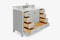 Ariel cambridge( 48"& 49") single rectangle sink  Bathroom vanity with carrara  marble (0.75 in, 1.5 in, 2 in) countertop