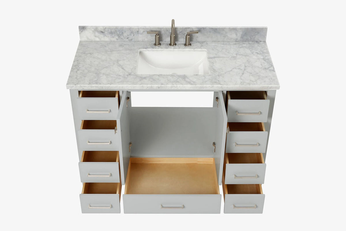 Ariel cambridge( 48"& 49") single rectangle sink  Bathroom vanity with carrara  marble (0.75 in, 1.5 in, 2 in) countertop