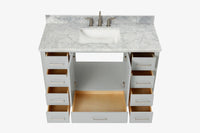 Ariel cambridge( 48"& 49") single rectangle sink  Bathroom vanity with carrara  marble (0.75 in, 1.5 in, 2 in) countertop