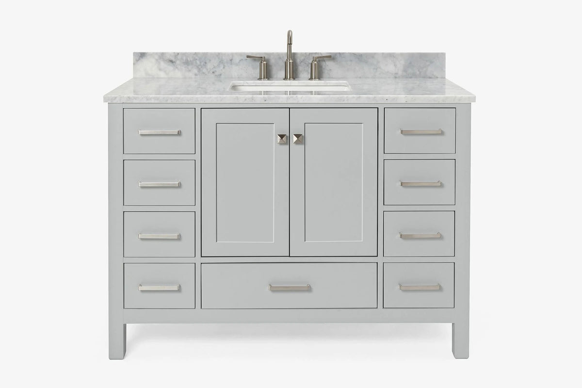 Ariel cambridge( 48"& 49") single rectangle sink  Bathroom vanity with carrara  marble (0.75 in, 1.5 in, 2 in) countertop