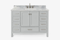 Ariel cambridge( 48"& 49") single rectangle sink  Bathroom vanity with carrara  marble (0.75 in, 1.5 in, 2 in) countertop
