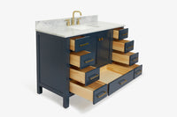 Ariel cambridge( 48"& 49") single rectangle sink  Bathroom vanity with carrara  marble (0.75 in, 1.5 in, 2 in) countertop