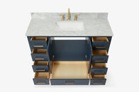 Ariel cambridge( 48"& 49") single rectangle sink  Bathroom vanity with carrara  marble (0.75 in, 1.5 in, 2 in) countertop