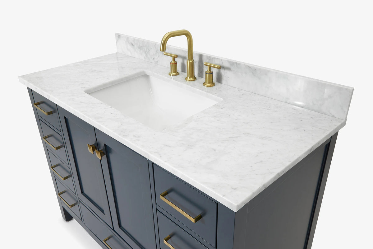 Ariel cambridge( 48"& 49") single rectangle sink  Bathroom vanity with carrara  marble (0.75 in, 1.5 in, 2 in) countertop