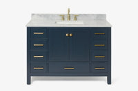 Ariel cambridge( 48"& 49") single rectangle sink  Bathroom vanity with carrara  marble (0.75 in, 1.5 in, 2 in) countertop