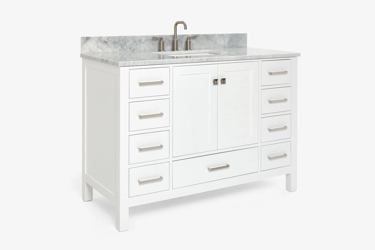 Ariel cambridge( 48"& 49") single rectangle sink  Bathroom vanity with carrara  marble (0.75 in, 1.5 in, 2 in) countertop