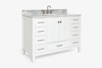 Ariel cambridge( 48"& 49") single rectangle sink  Bathroom vanity with carrara  marble (0.75 in, 1.5 in, 2 in) countertop