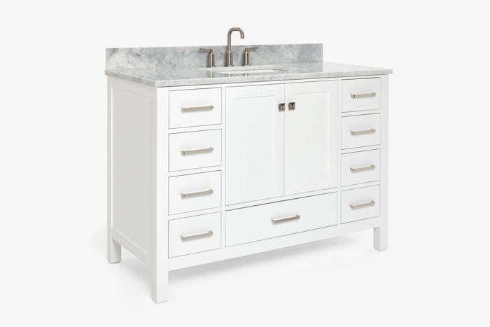 Ariel cambridge( 48"& 49") single rectangle sink  Bathroom vanity with carrara  marble (0.75 in, 1.5 in, 2 in) countertop