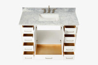 Ariel cambridge( 48"& 49") single rectangle sink  Bathroom vanity with carrara  marble (0.75 in, 1.5 in, 2 in) countertop