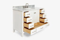 Ariel cambridge( 48"& 49") single rectangle sink  Bathroom vanity with carrara  marble (0.75 in, 1.5 in, 2 in) countertop