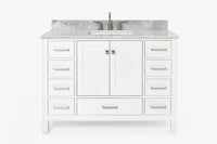 Ariel cambridge( 48"& 49") single rectangle sink  Bathroom vanity with carrara  marble (0.75 in, 1.5 in, 2 in) countertop