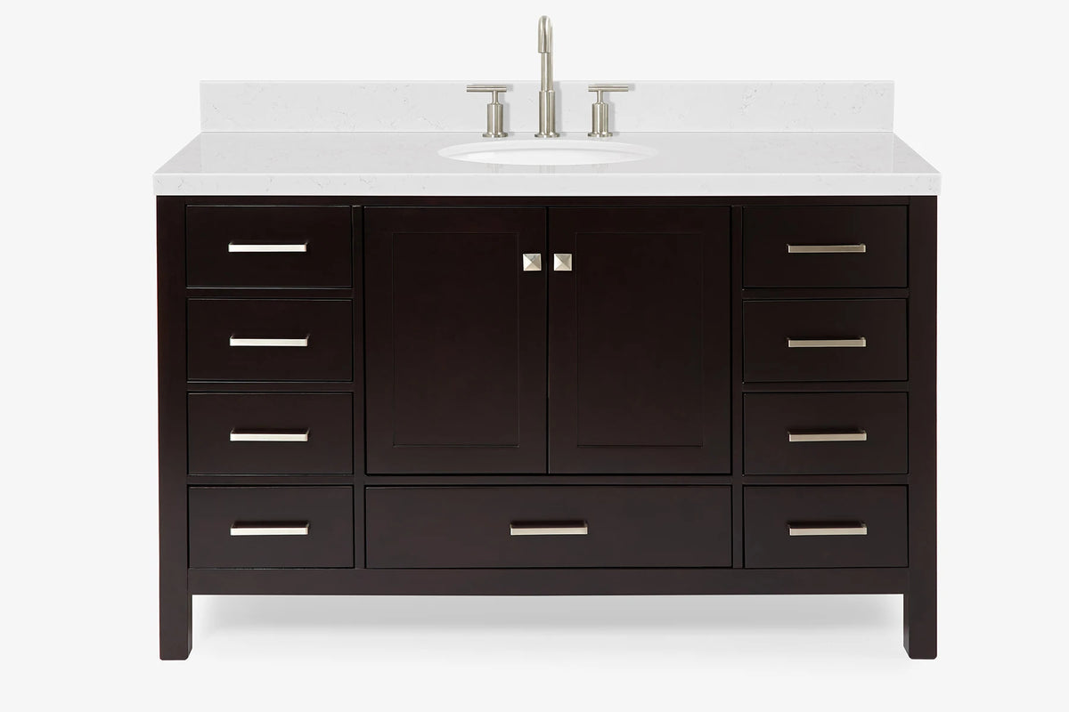 Ariel cambridge (54-55) in. single oval sink vanity with (0.75,1.5,2) in countertop