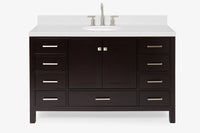 Ariel cambridge (54-55) in. single oval sink vanity with (0.75,1.5,2) in countertop