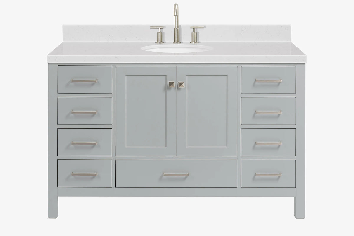 Ariel cambridge (54-55) in. single oval sink vanity with (0.75,1.5,2) in countertop
