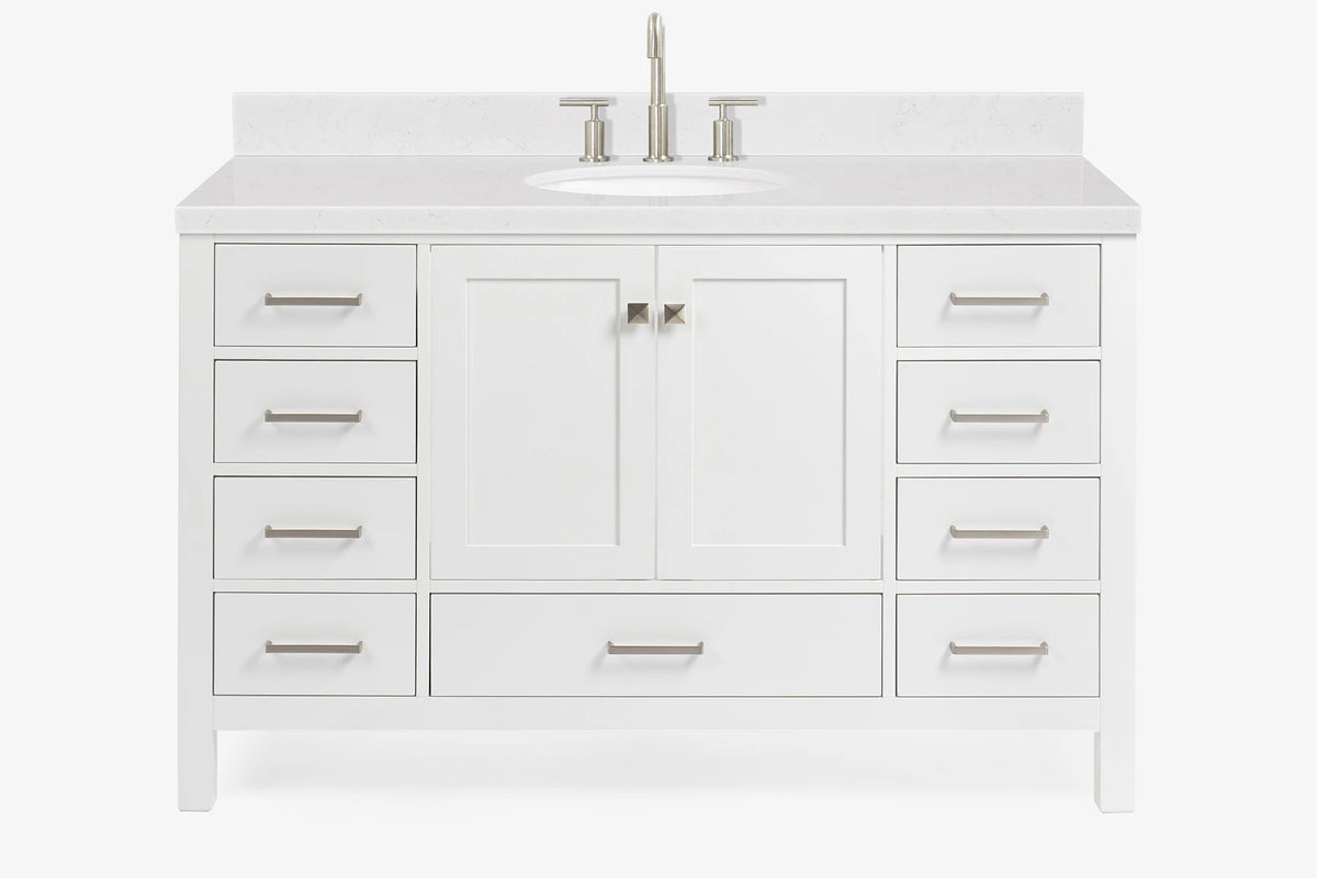 Ariel cambridge (54-55) in. single oval sink vanity with (0.75,1.5,2) in countertop