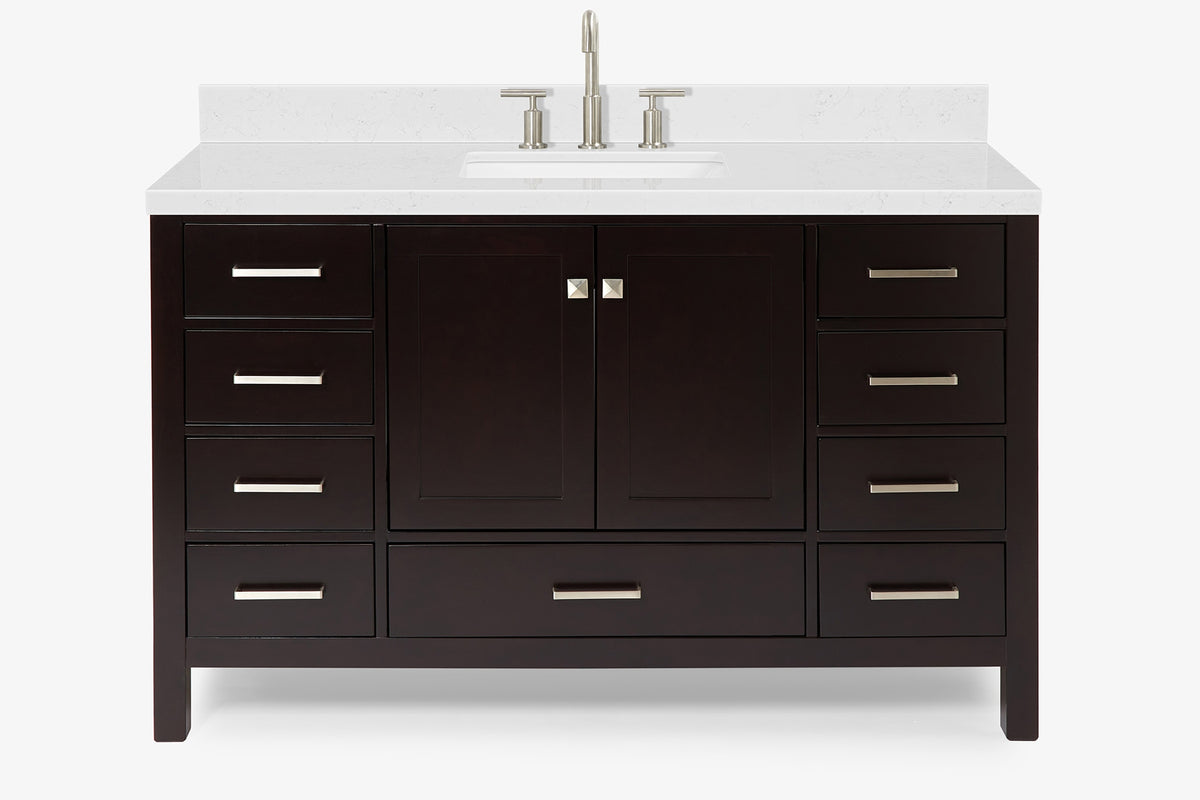 Ariel Cambridge 54-55 in. single rectangle sink vanity with (0.75, 1.5, 2)in countertops