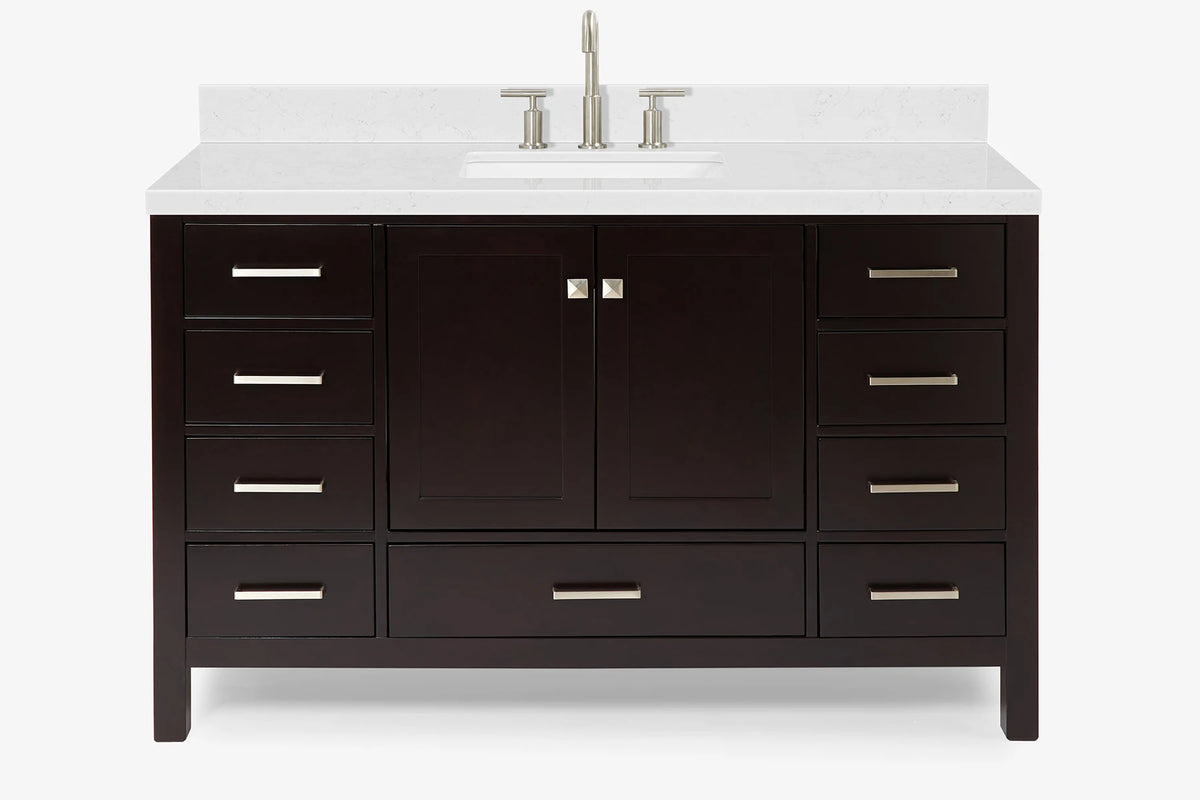 Ariel Cambridge 54-55 in. single rectangle sink vanity with (0.75, 1.5, 2)in countertops