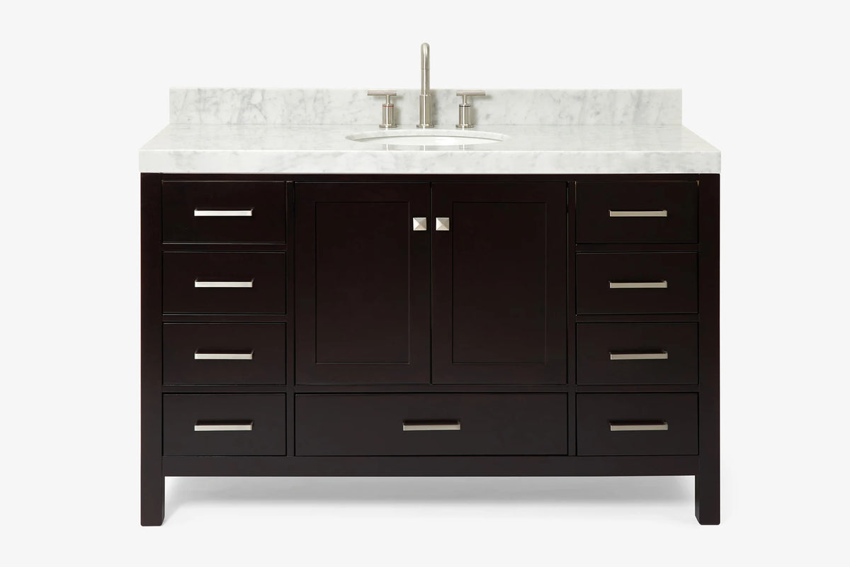 Ariel cambridge (54-55) in. single oval sink vanity with (0.75,1.5,2) in countertop