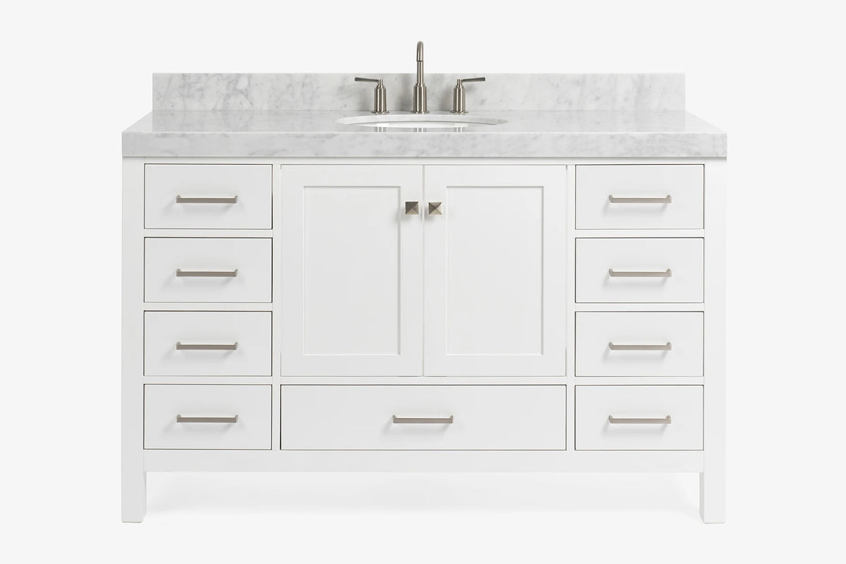 Ariel cambridge (54-55) in. single oval sink vanity with (0.75,1.5,2) in countertop
