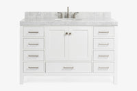 Ariel cambridge (54-55) in. single oval sink vanity with (0.75,1.5,2) in countertop