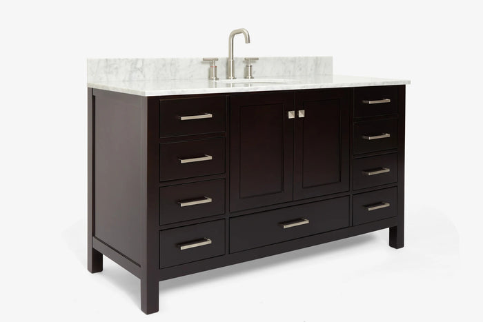 Ariel cambridge (54-55) in. single oval sink vanity with (0.75,1.5,2) in countertop