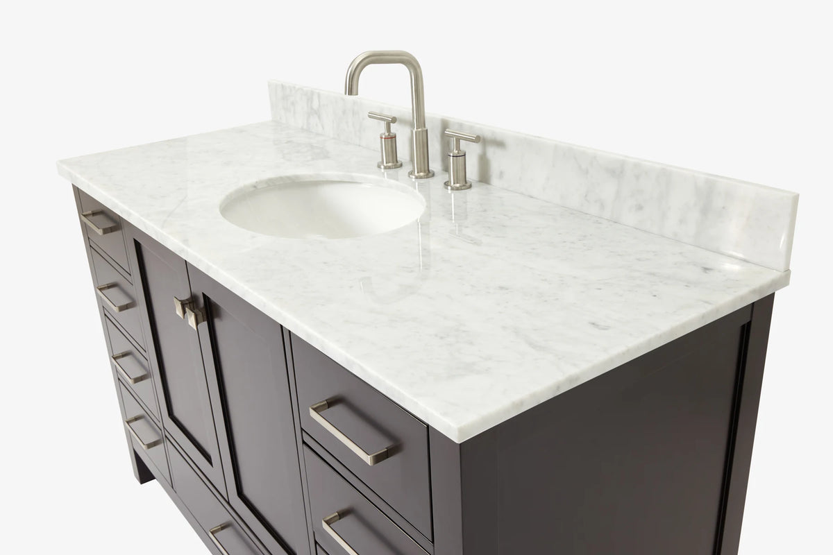 Ariel cambridge (54-55) in. single oval sink vanity with (0.75,1.5,2) in countertop