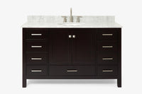Ariel cambridge (54-55) in. single oval sink vanity with (0.75,1.5,2) in countertop