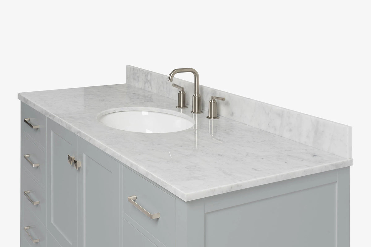 Ariel cambridge (54-55) in. single oval sink vanity with (0.75,1.5,2) in countertop