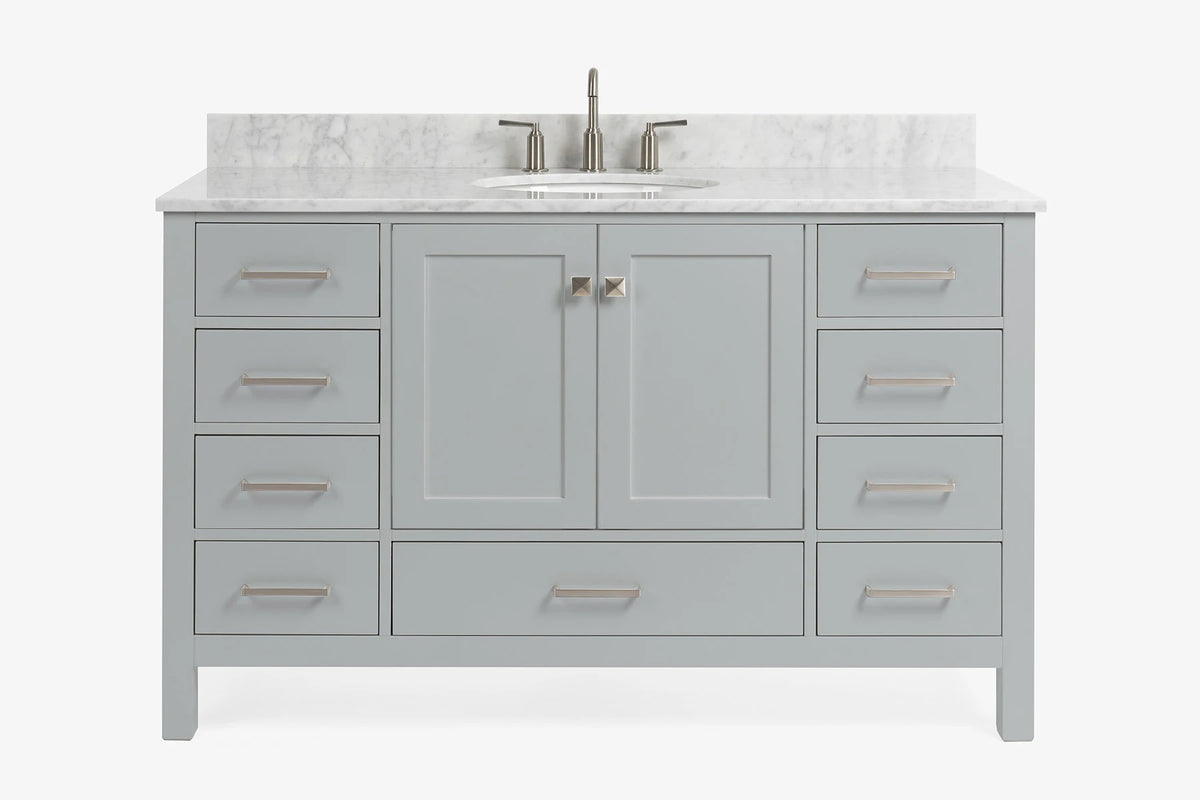 Ariel cambridge (54-55) in. single oval sink vanity with (0.75,1.5,2) in countertop