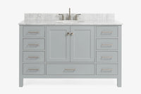 Ariel cambridge (54-55) in. single oval sink vanity with (0.75,1.5,2) in countertop