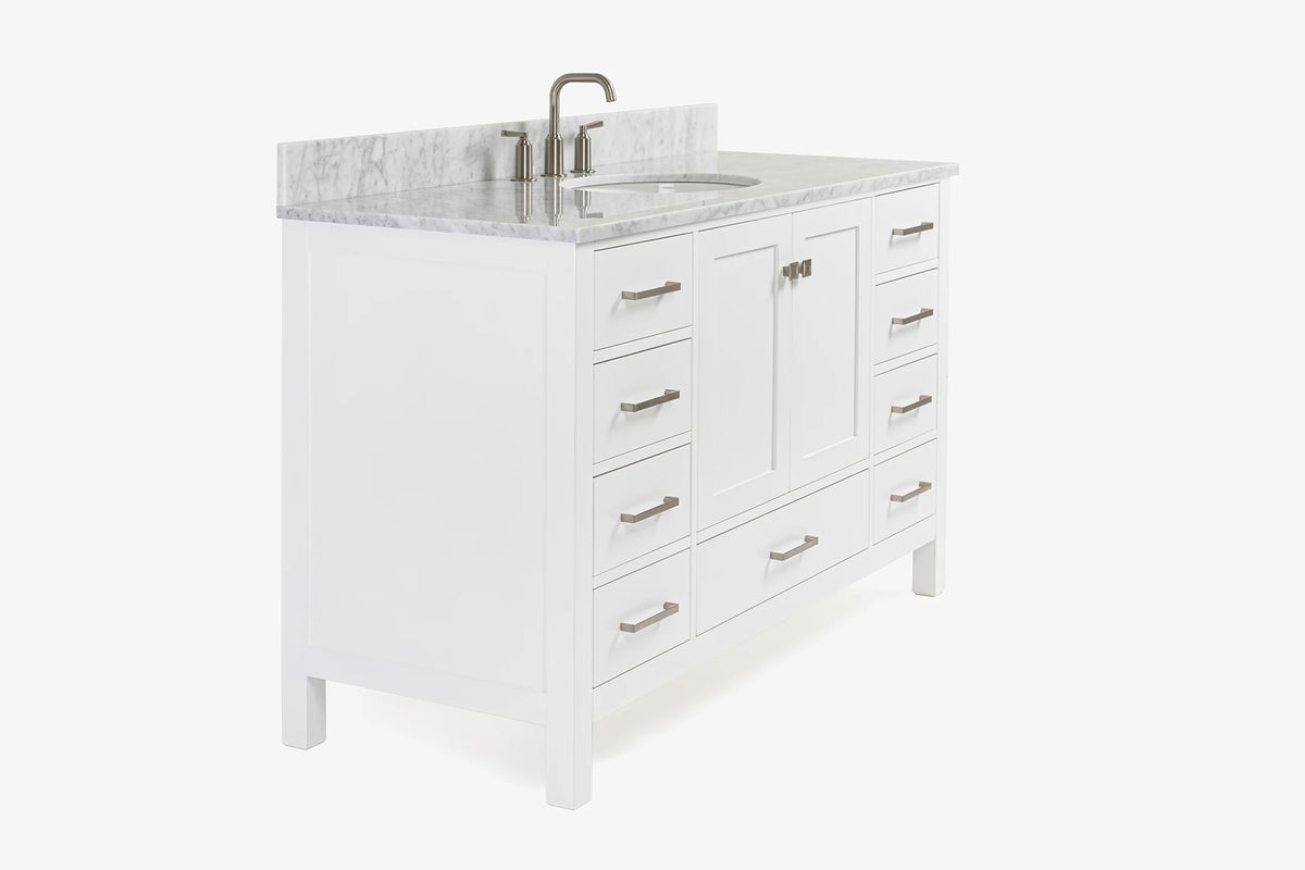 Ariel cambridge (54-55) in. single oval sink vanity with (0.75,1.5,2) in countertop