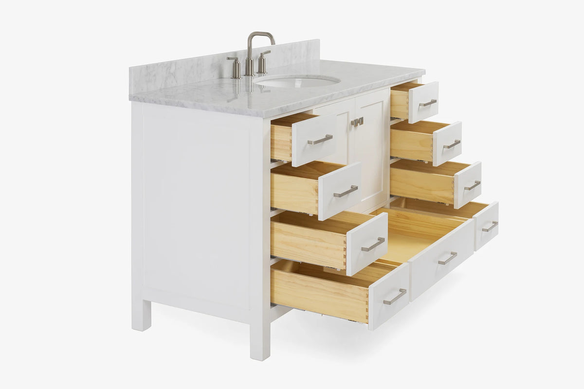 Ariel cambridge (54-55) in. single oval sink vanity with (0.75,1.5,2) in countertop