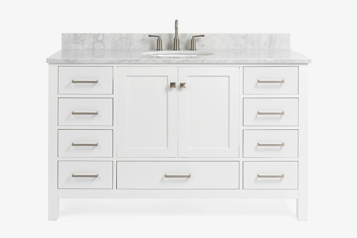 Ariel cambridge (54-55) in. single oval sink vanity with (0.75,1.5,2) in countertop